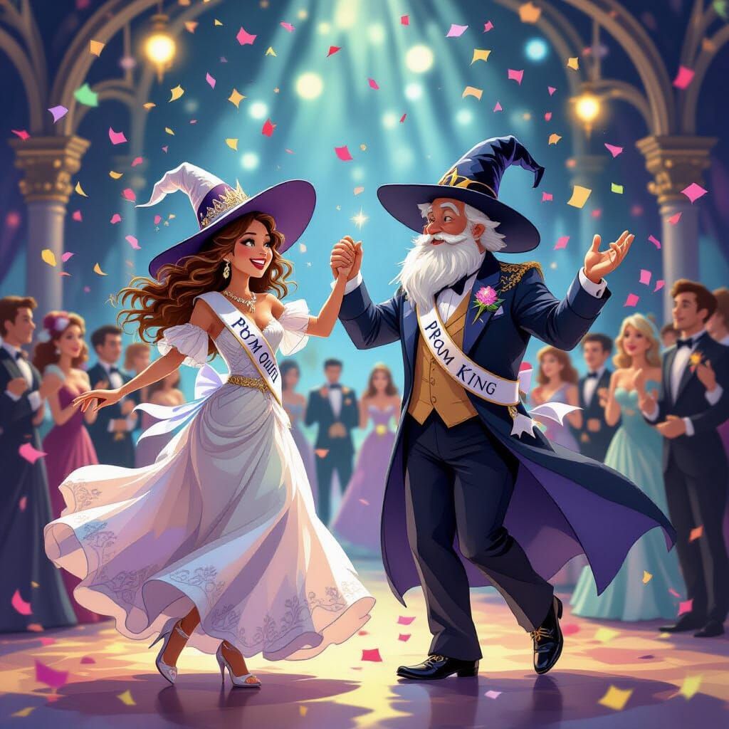 Witch and Wizard Crowned Prom King and Queen