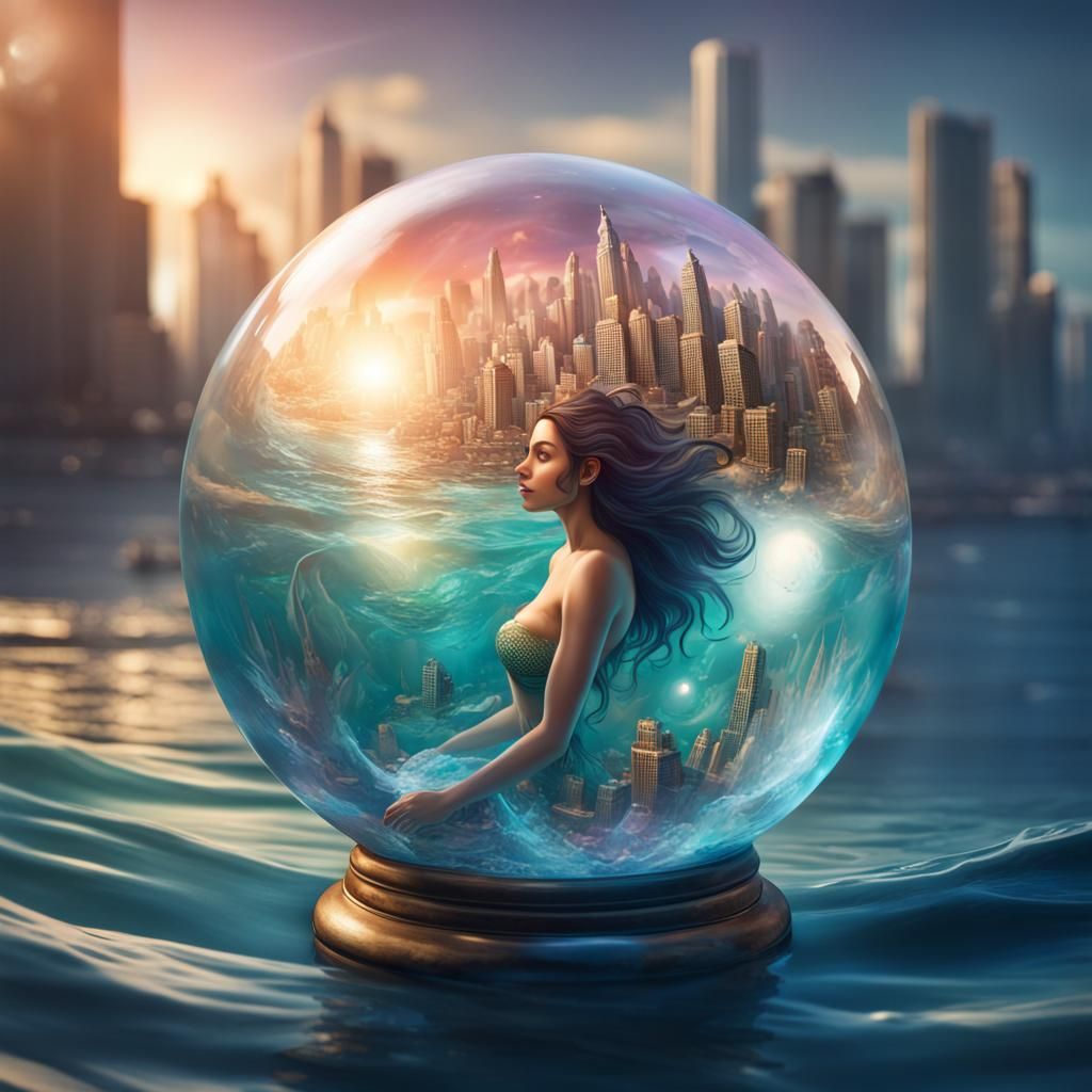 Mermaid City Encased in Crystal Ball: Splash Art