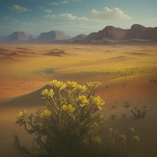 Small Flower in Vast Wasteland Digital Matte Painting