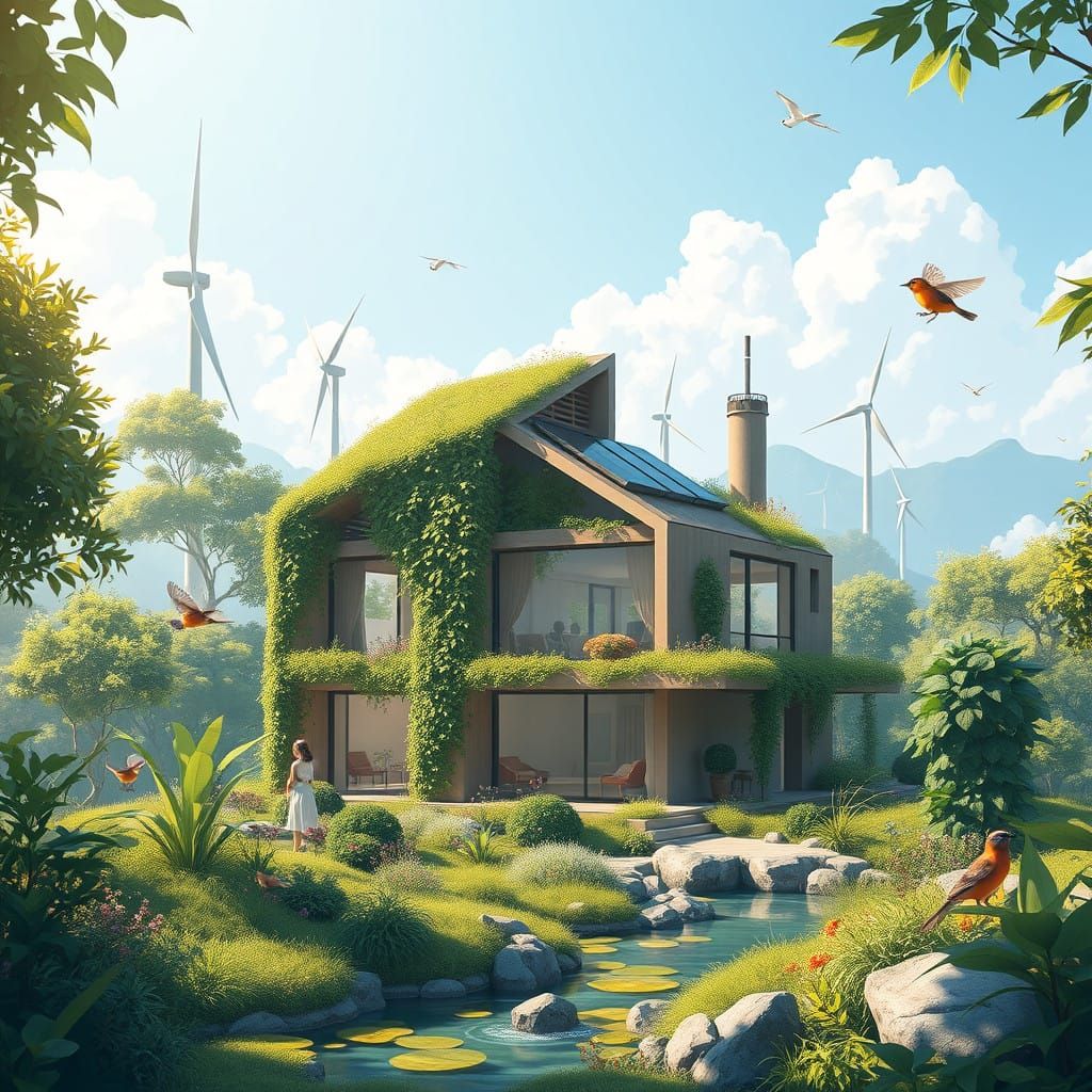 Harmonious Futuristic Oasis with Eco-Friendly Integration
