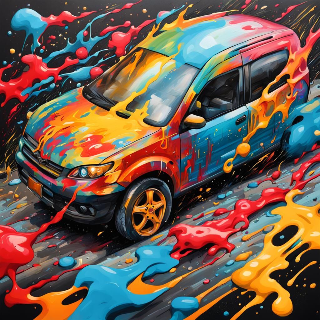 Colorful Polychromatic Graffiti Splash Art