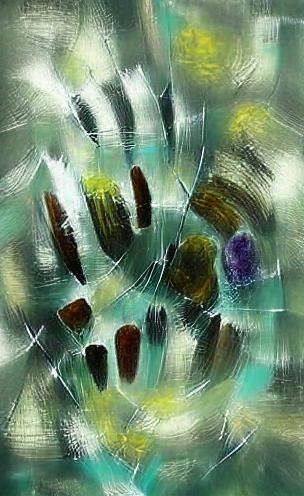 Abstract Fingerprint Smears on Glass in Cuixart Style