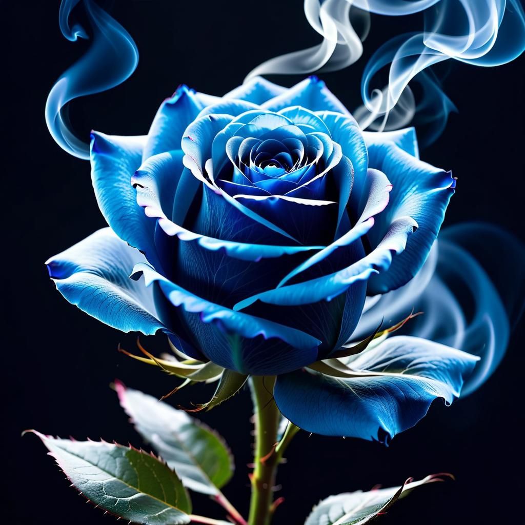 Ethereal Smoke Rose: A Misty Blue Creation