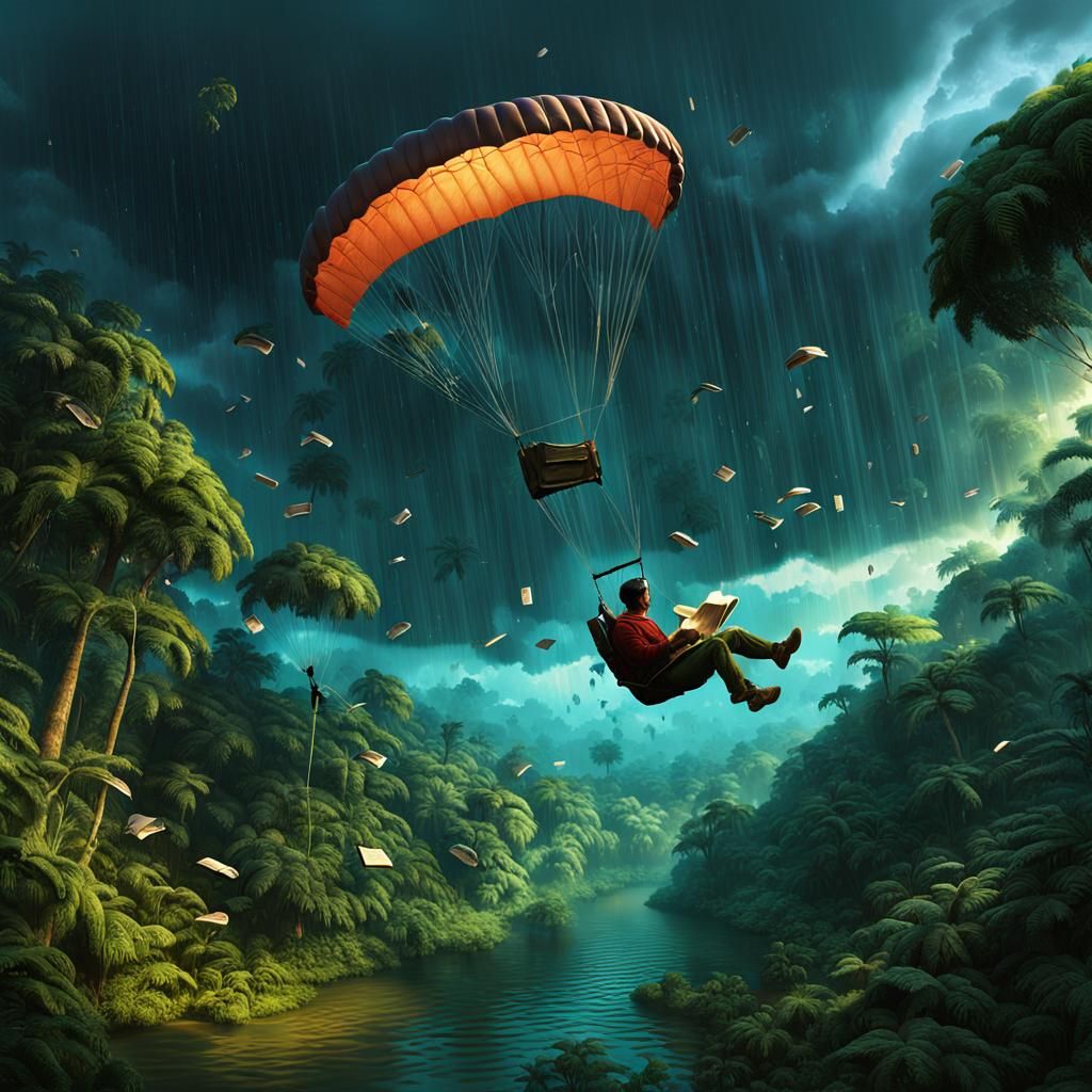 Twilight Rainforest Parachute Reader in Magic Realism