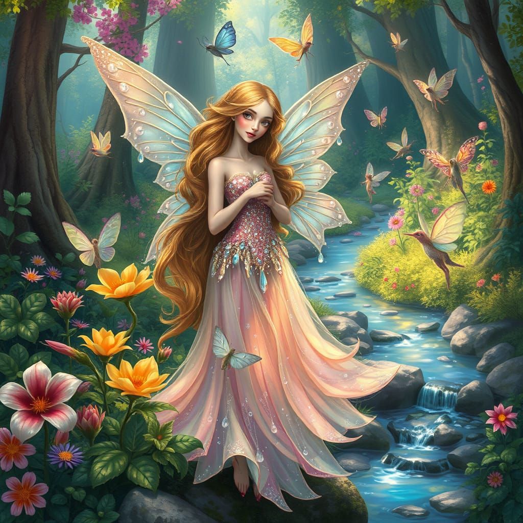 Whimsical Faeries Dance in Lush Fantasy Realm