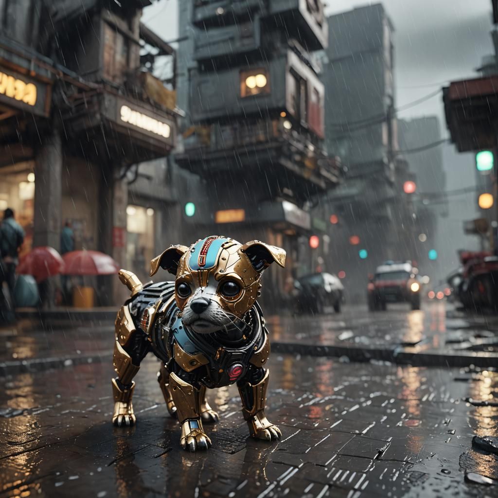 Dog with Day of the Dead Face, Sci-Fi Style