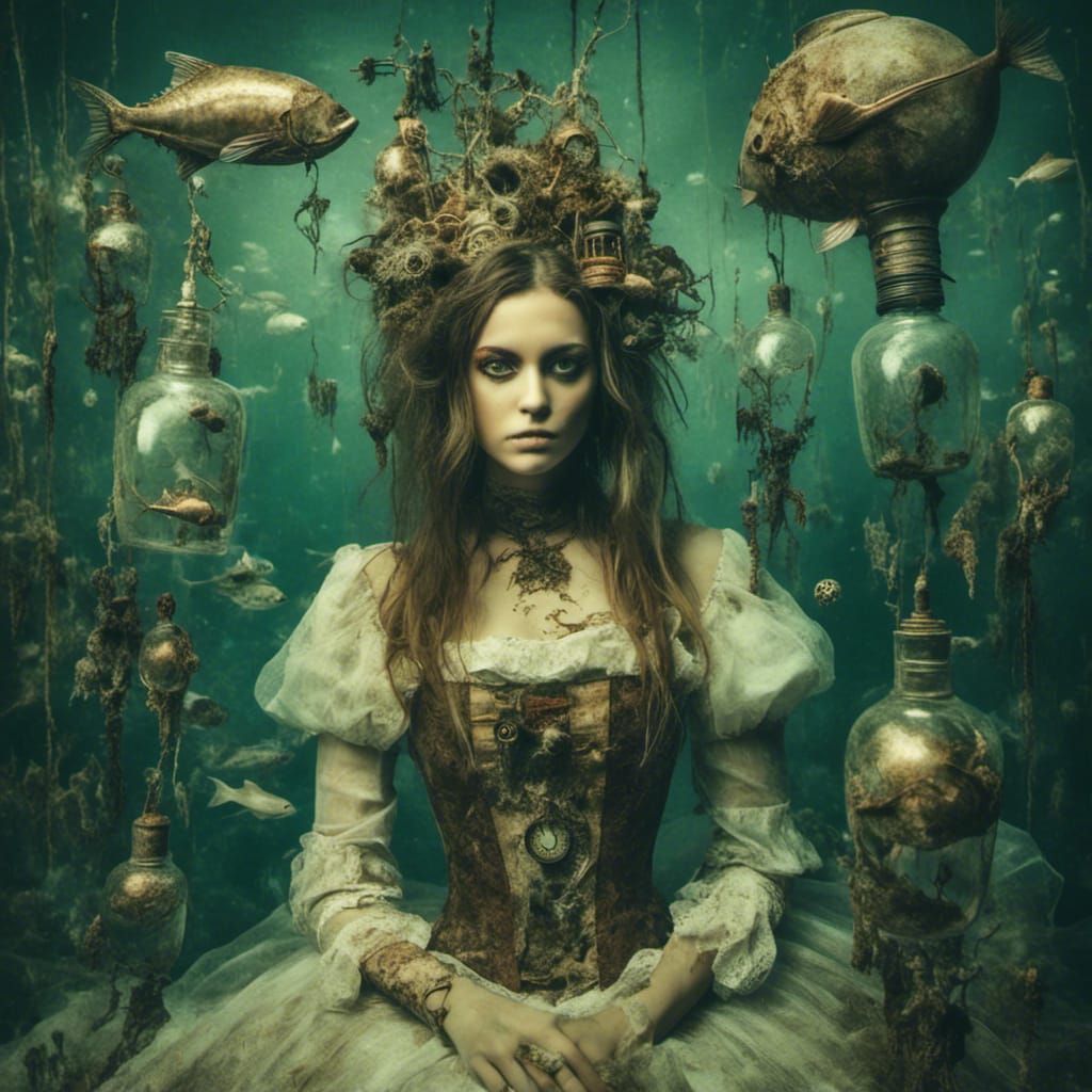 Steampunk Fairy in a Bottle Undersea