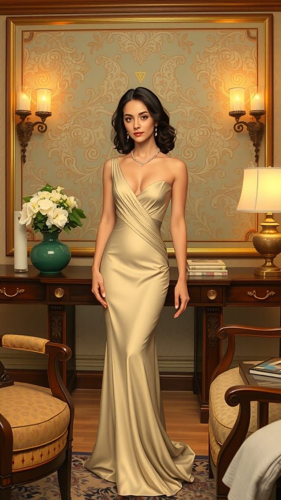 Elegant Woman in Art Nouveau Style Setting