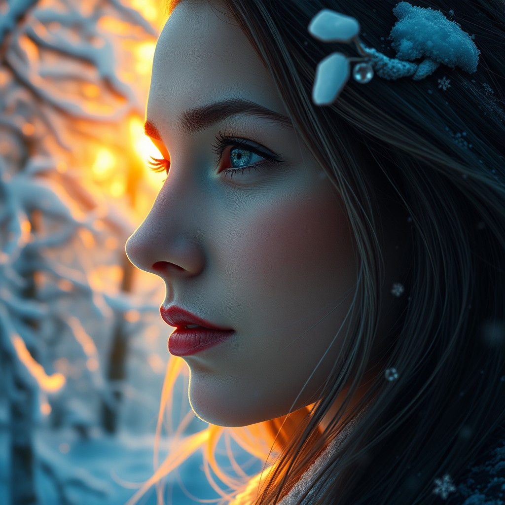 Woman in Winter Wonderland: Photorealistic Digital Art