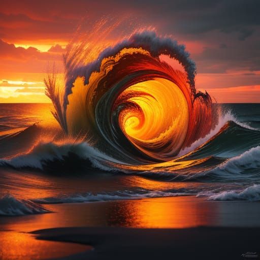 Stormy Sea Inside Glass: Hyperrealistic Splash Art