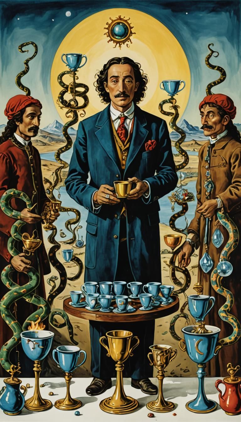 Seven of Cups Tarot Card in Dali Style