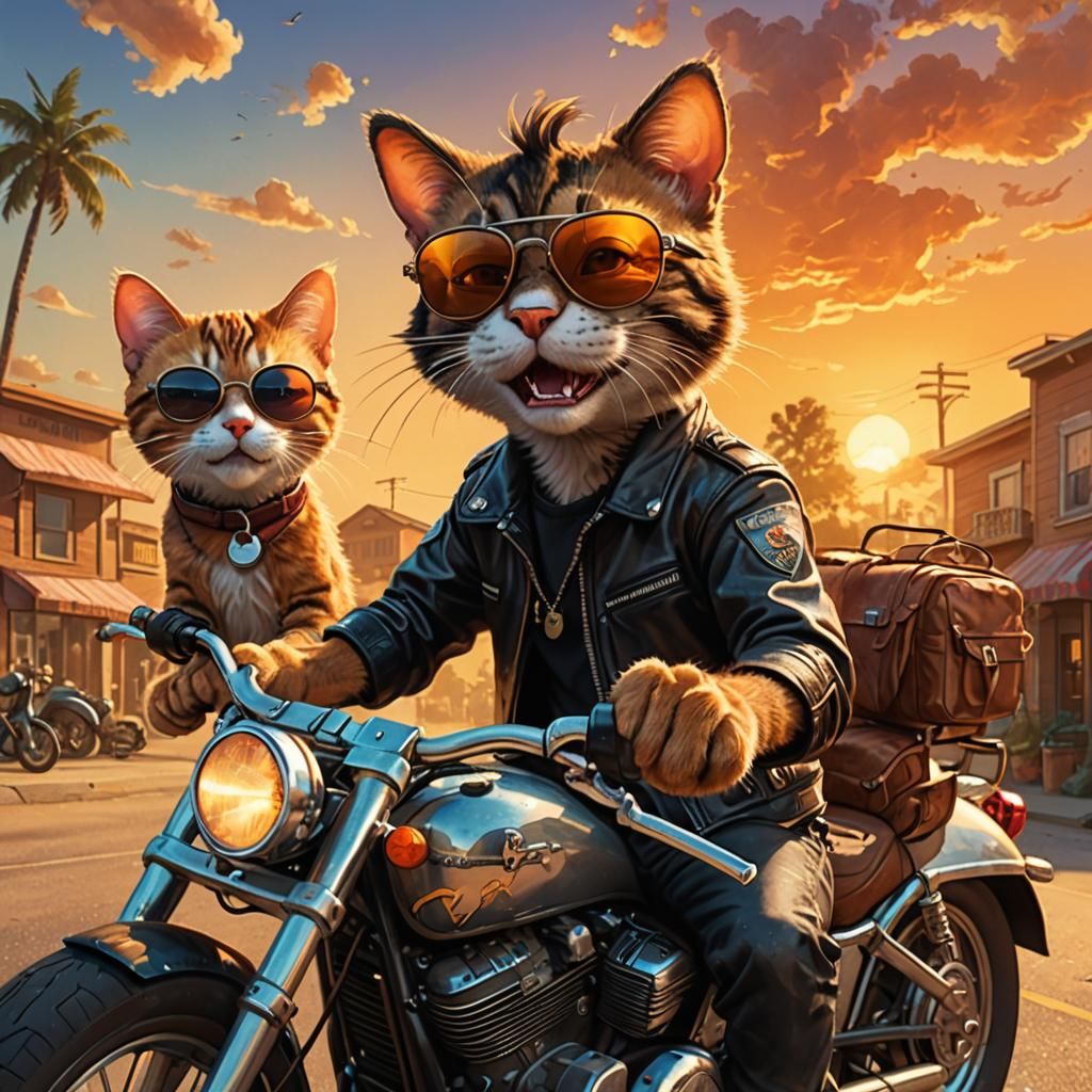 Fonzie Cat and Richie Mouse Motorcycle Adventure