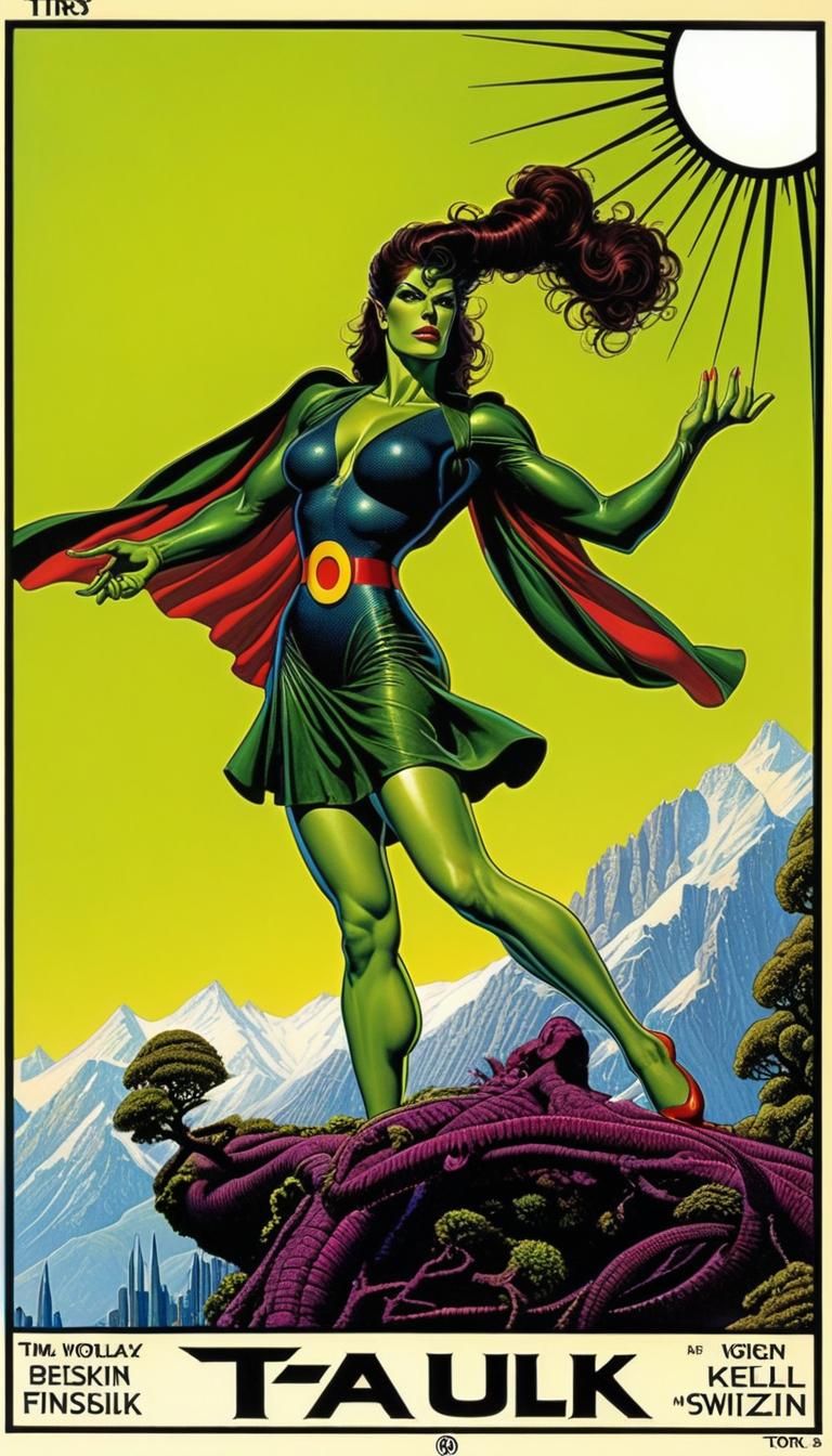 She-Hulk as The Fool Tarot Card in Psychedelic Art