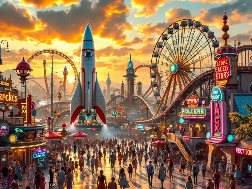 Retrofuturistic Theme Park Paradise