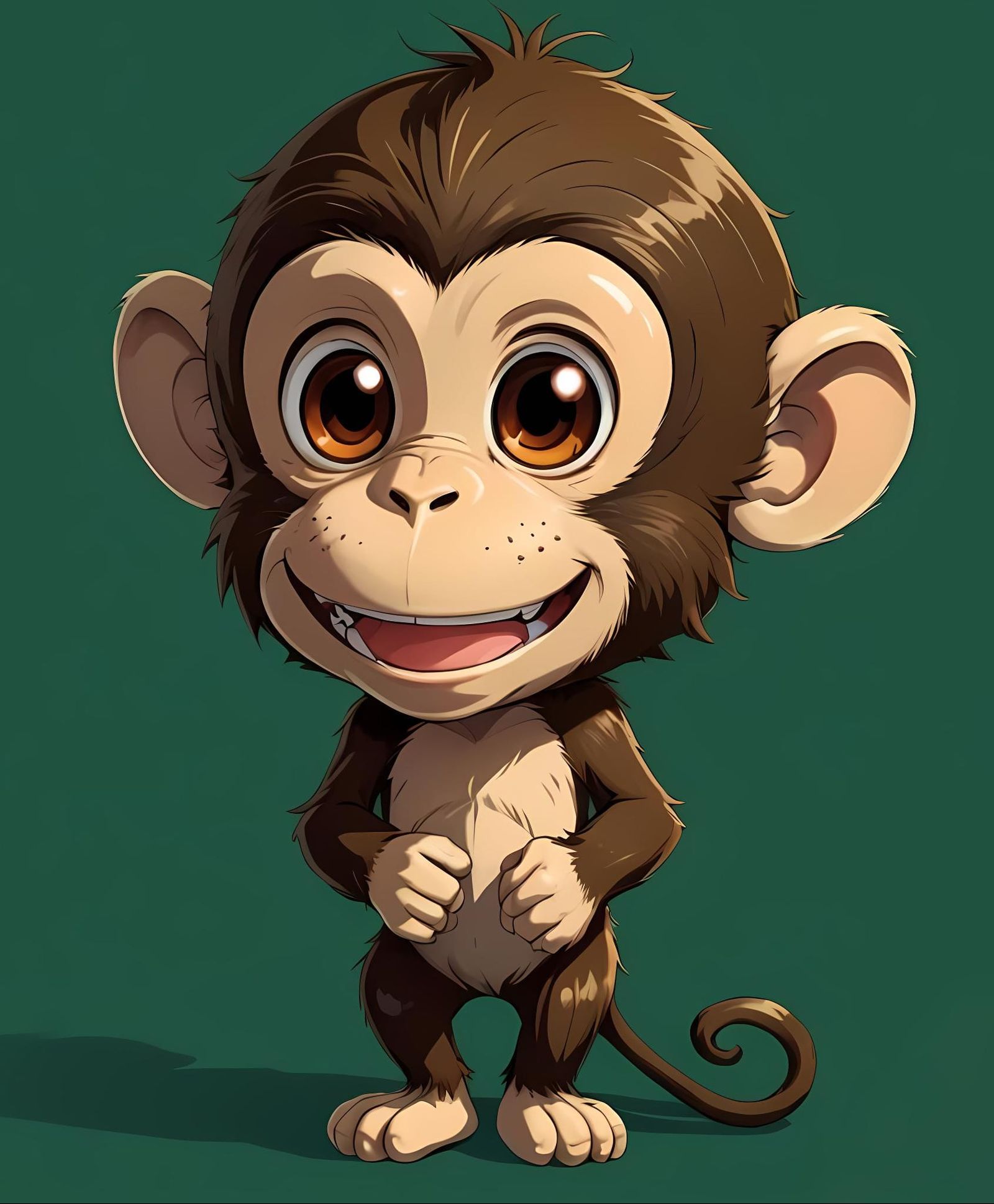Happy Anime Monkey with Vivid Colors