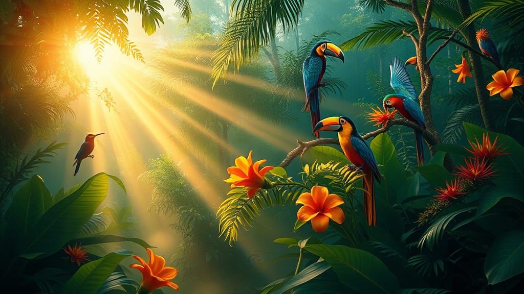 Radiant Dawn Chorus in Emerald Canopy