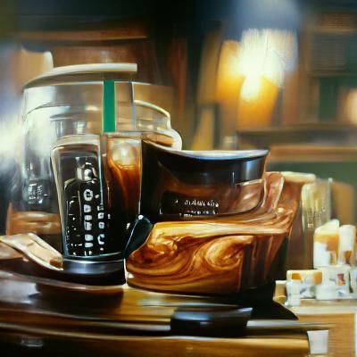 Starbucks Coffee in Oil Painting Style