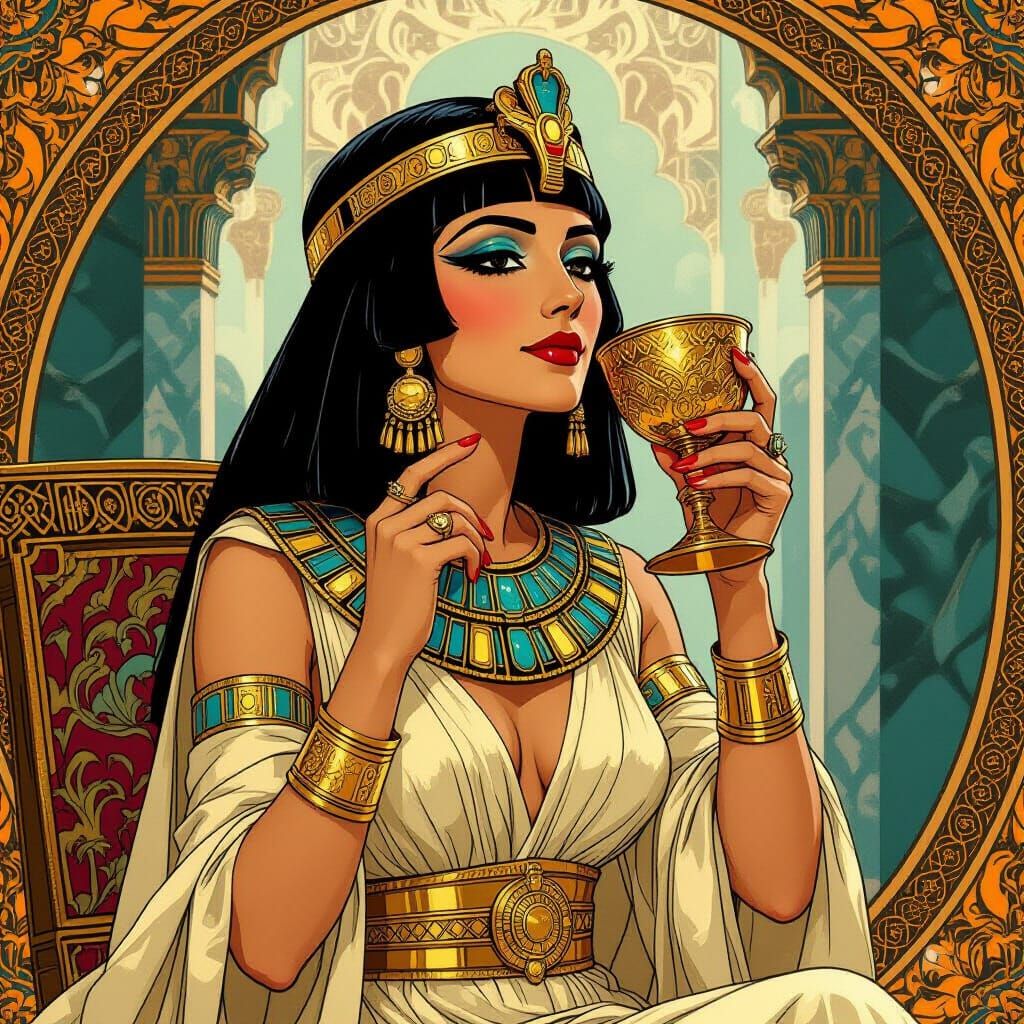 Cleopatra in Royal Palace, Art Nouveau Style