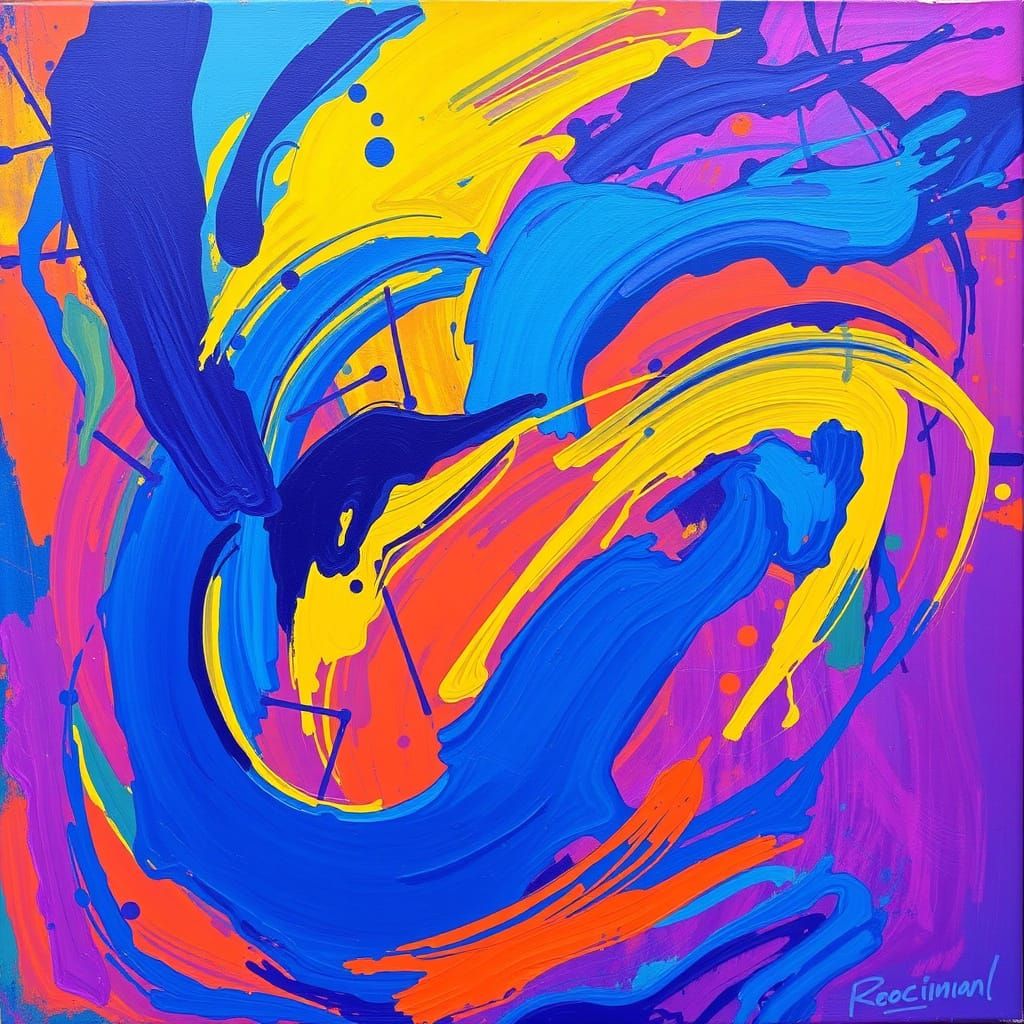 Abstract Swirls of Color in Expressionist Style
