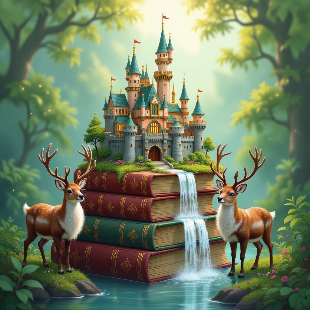 Whimsical Miniature City on Books