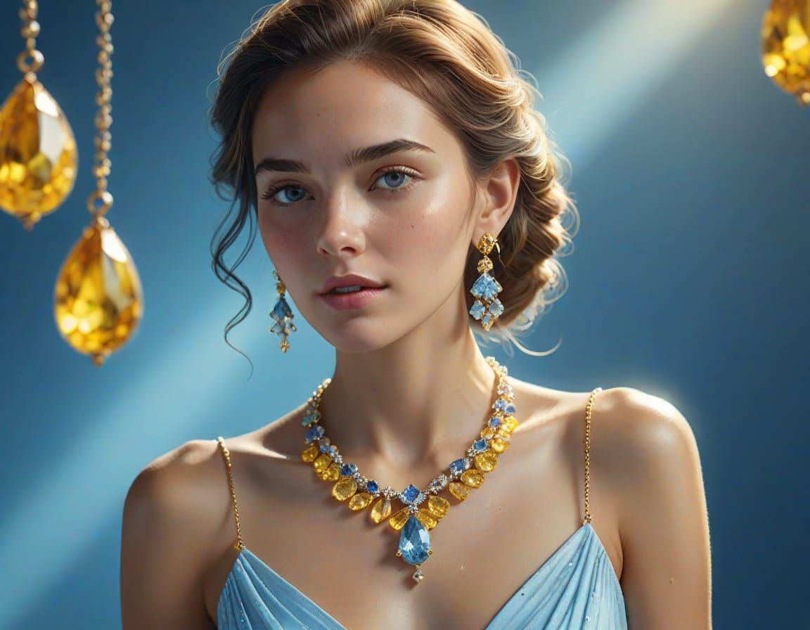 Woman in Diamond Jewelry: Hyperrealistic Concept Art