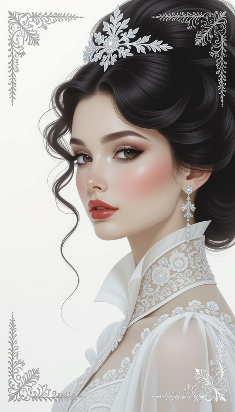 Monochromatic Portrait in White Textures