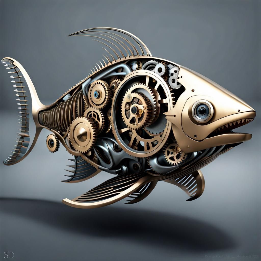 Steampunk Robot Fish Inspired by Digital Art