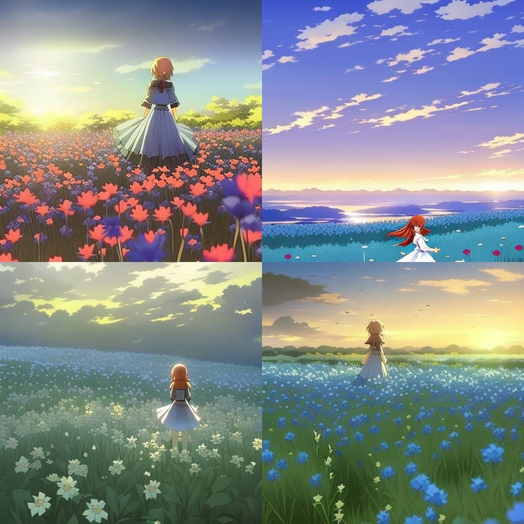 Girl in Blue Field: Anime Key Visual