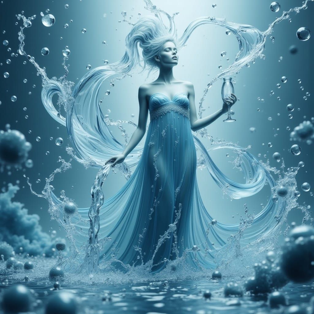 Surreal Water Goddess Emerges from Sea Foam