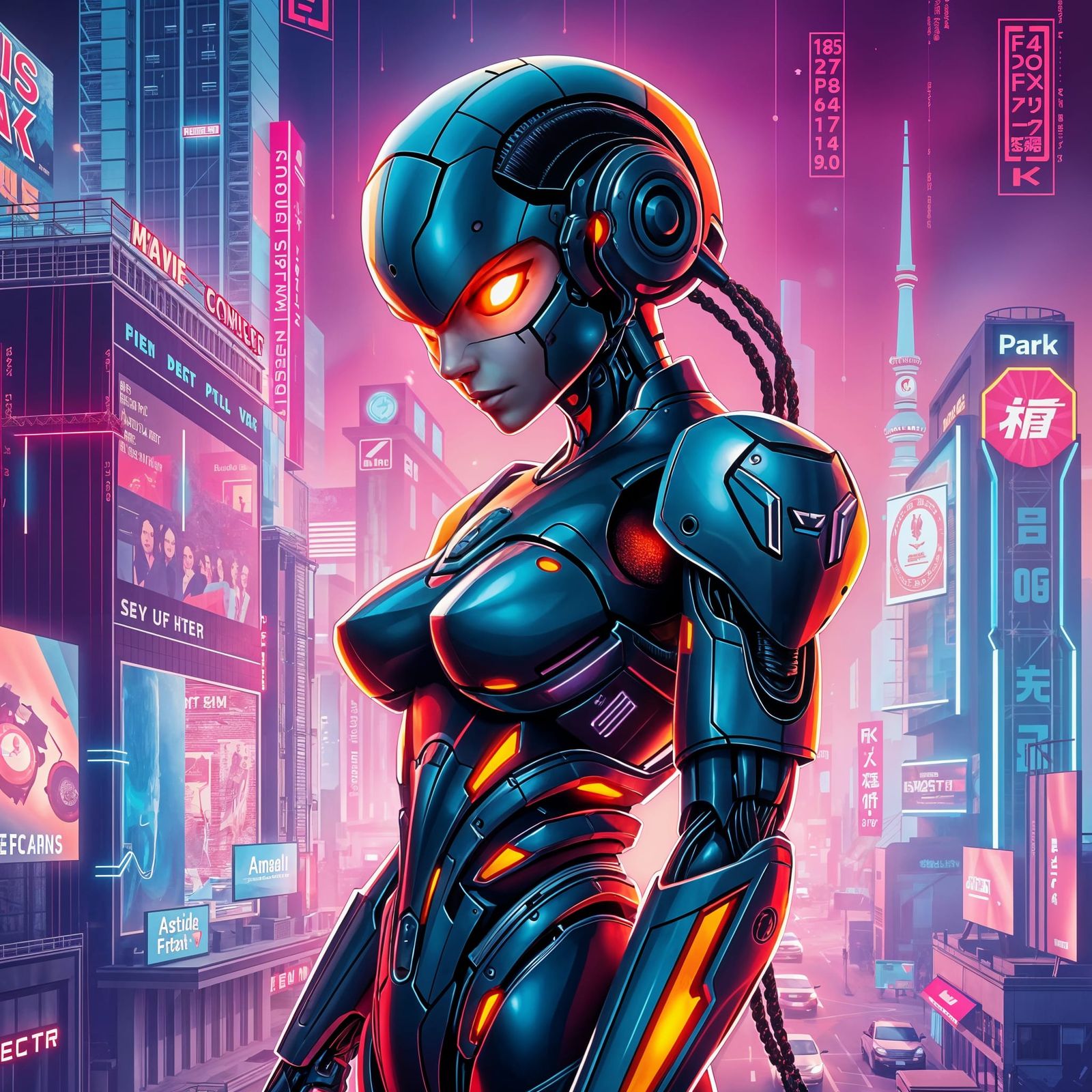 Futuristic Woman Portrait in Cyberpunk Style