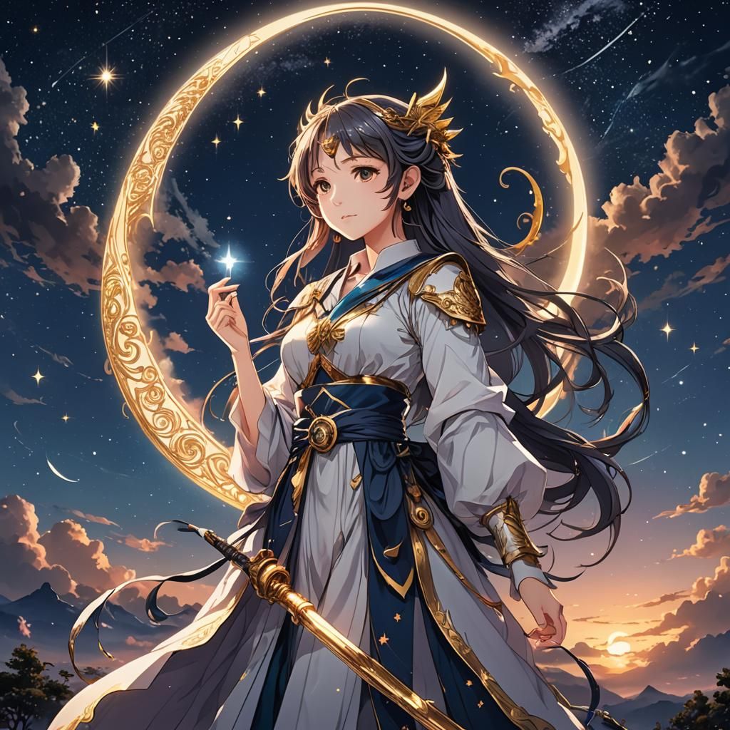 Godly Moon Staff in Manga Anime Style