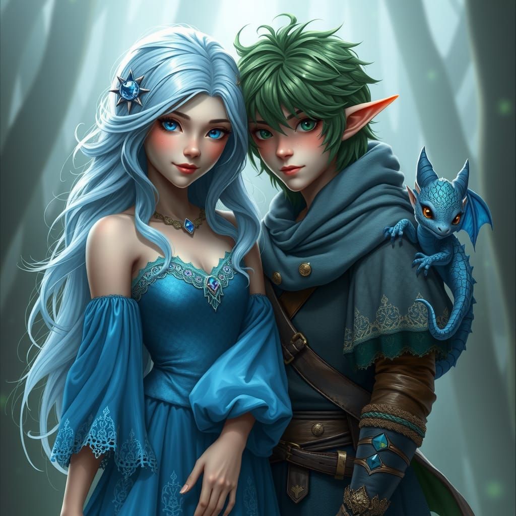 Enchanting Fairy Couple with Dragon Companion