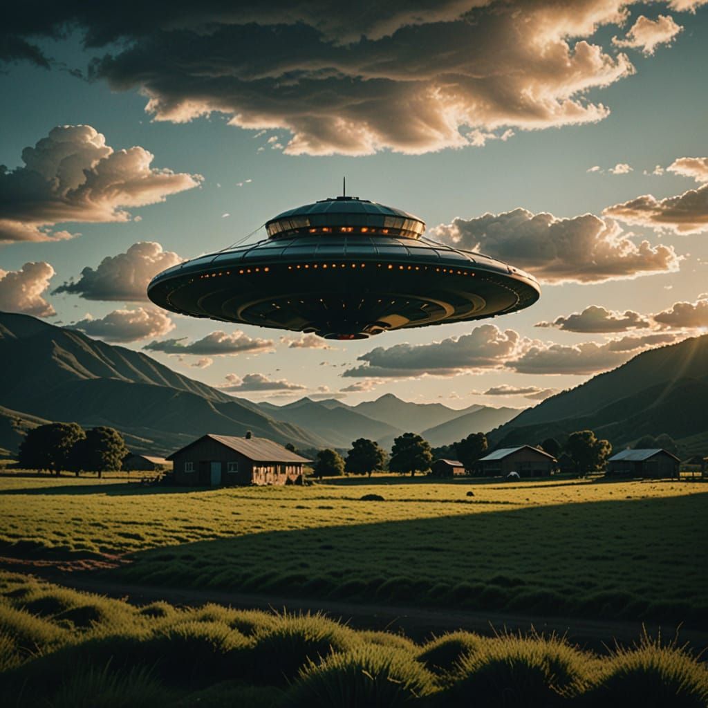 Epic Film Still of a Farm in a Majestic Mountain Landscape