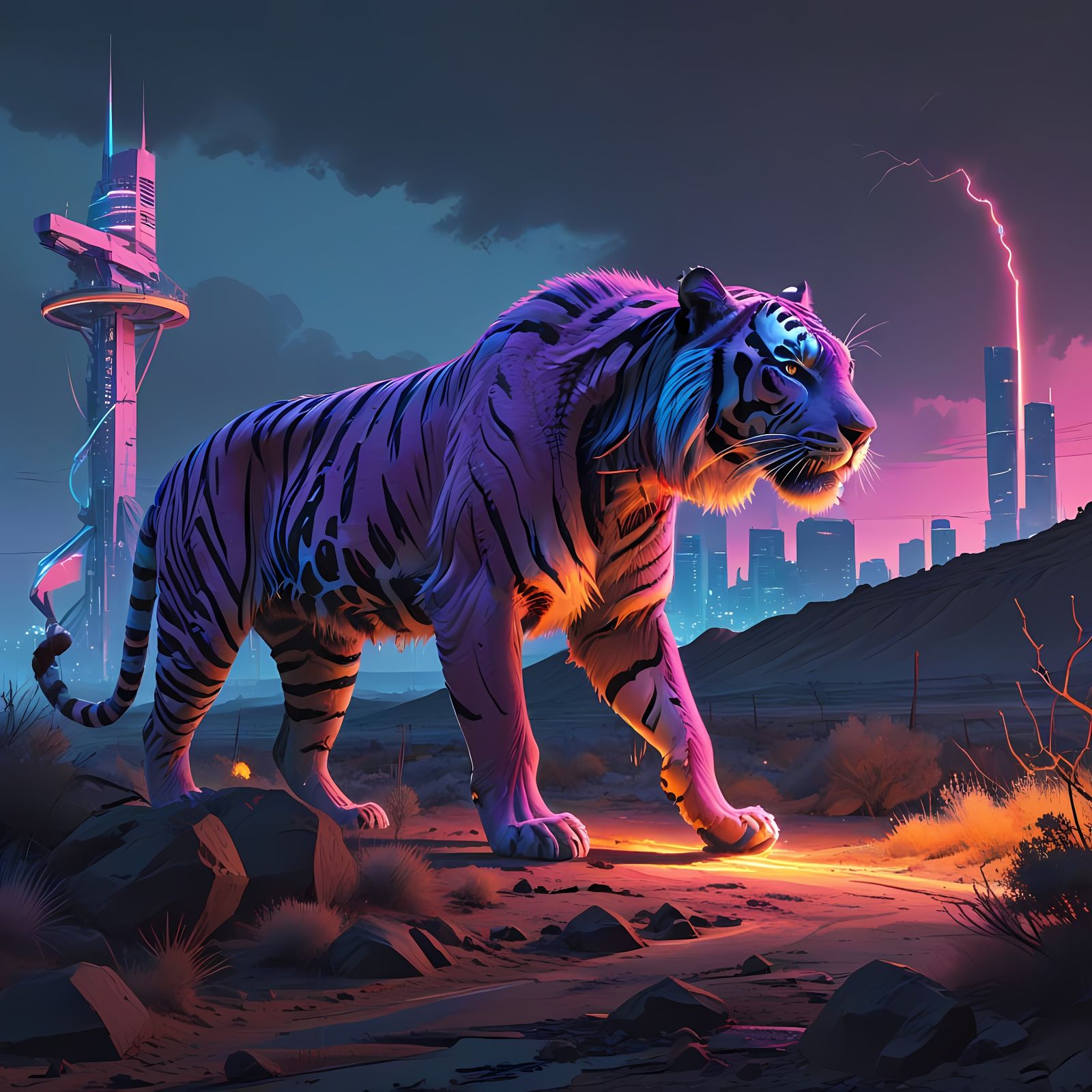 Cyber Tiger Among Desert Cubs