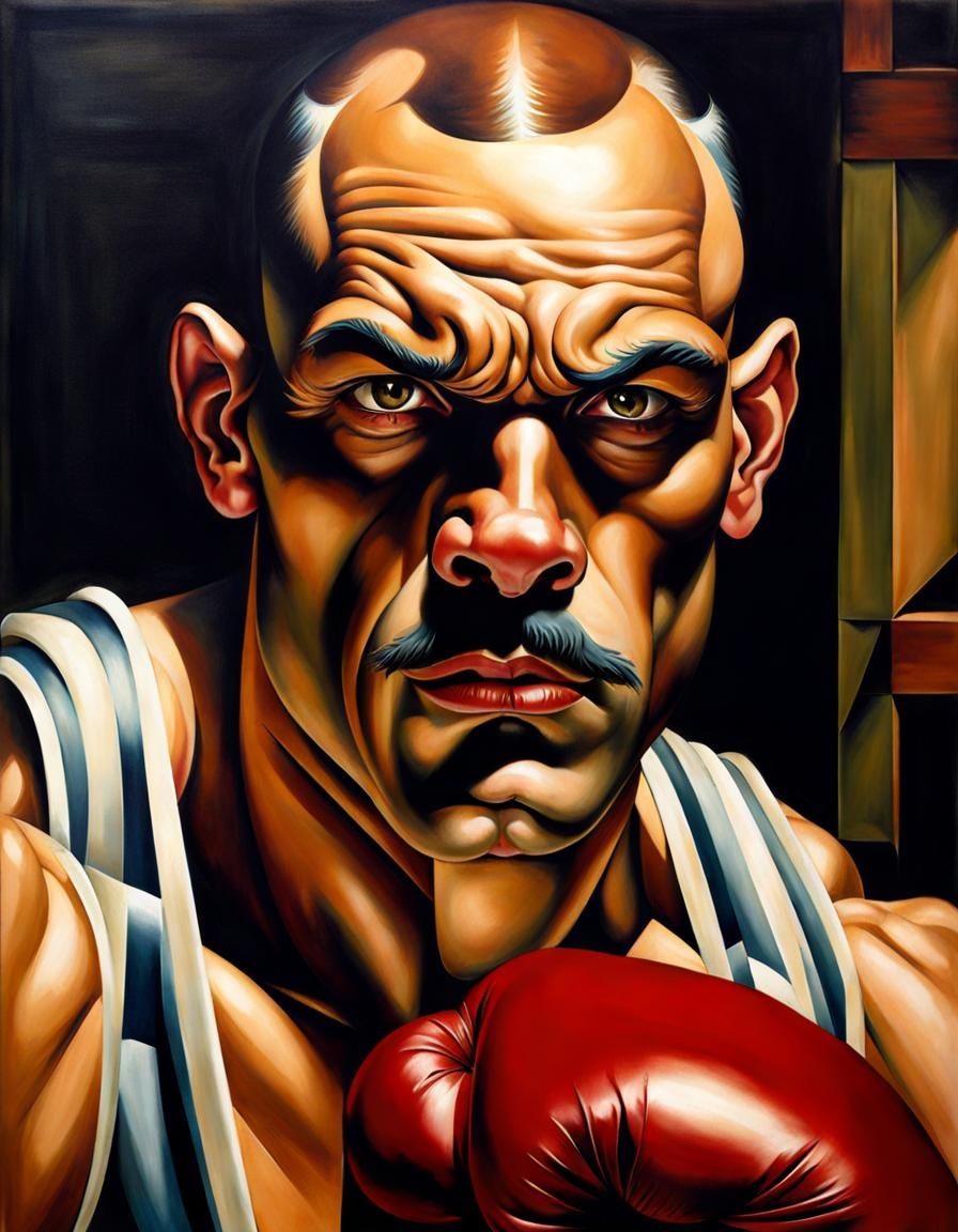 Boxer Portrait in Tamara de Lempicka Style