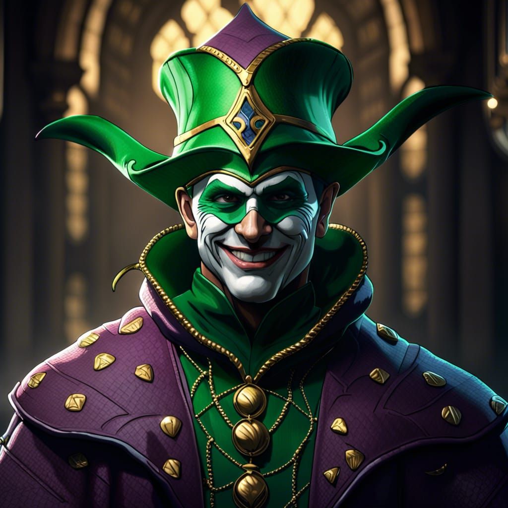 The Riddler as Medieval Jester, Digital Art