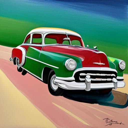 1951 Chevrolet Bel Air in Gouache Style