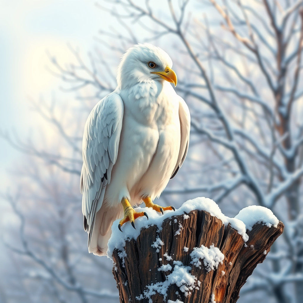 Eagle in Winter Landscape: Hyperrealistic Splash Art