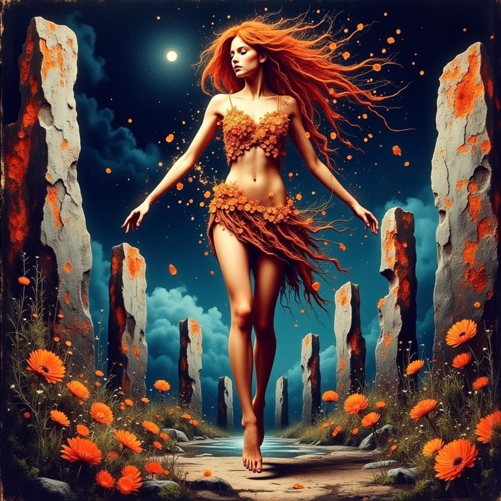 Druid Queen Dancing Among Standing Stones