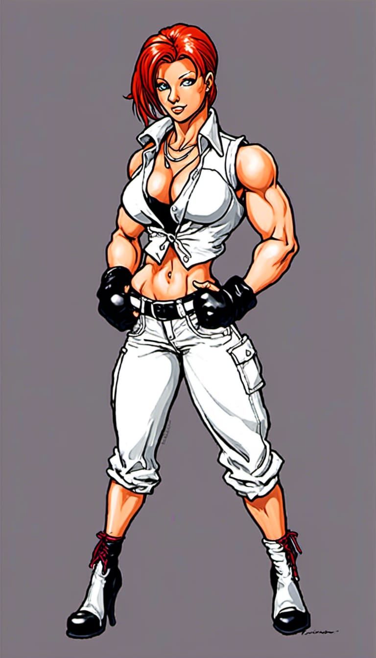 Bodybuilder as Video Game Character in Stencil Art