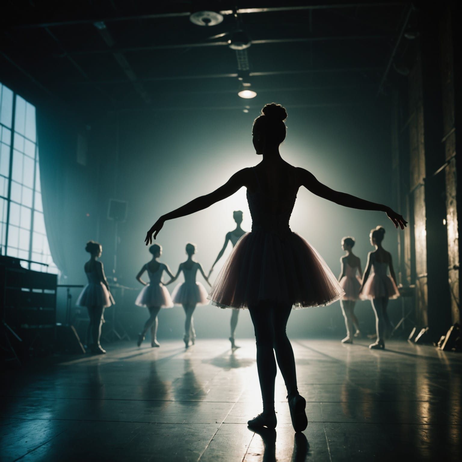 Ethereal Ballerina Silhouette Under Cinematic Lighting