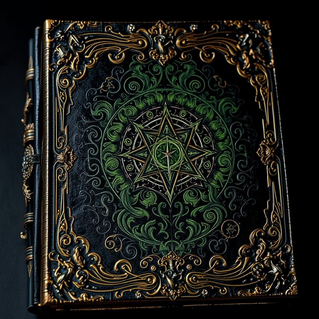 Ornate Gothic Tome Overflowing with Magic