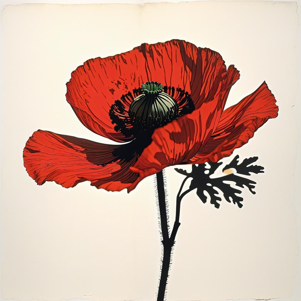 Delicate Poppy Blossom in Whimsical Watercolor Style