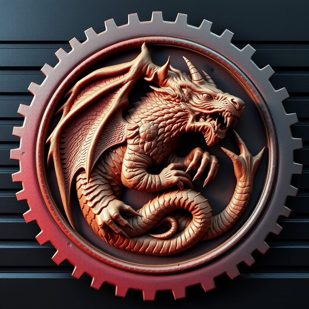 Surreal Fantasy Creature Bas Relief in Dark, Gradient Backgr...