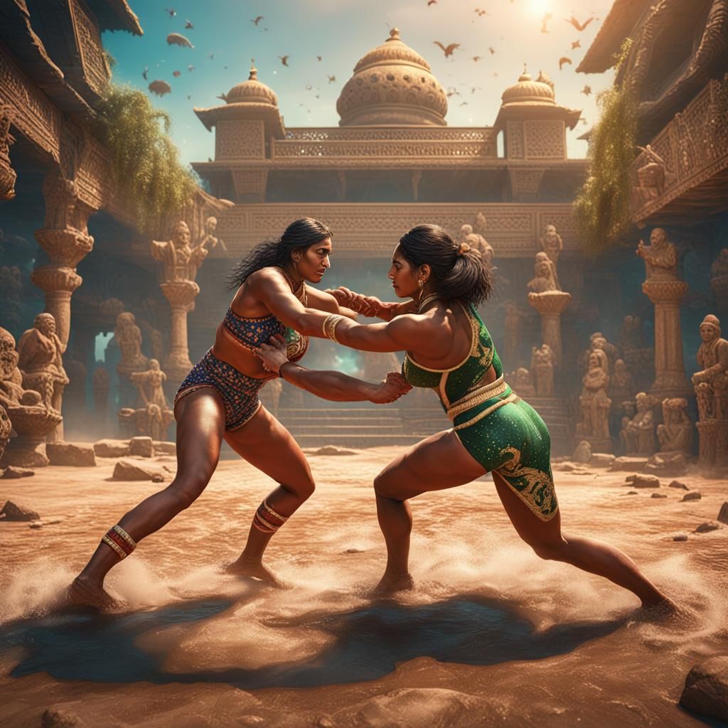 Indian and Pakistani Women's Wrestling Art