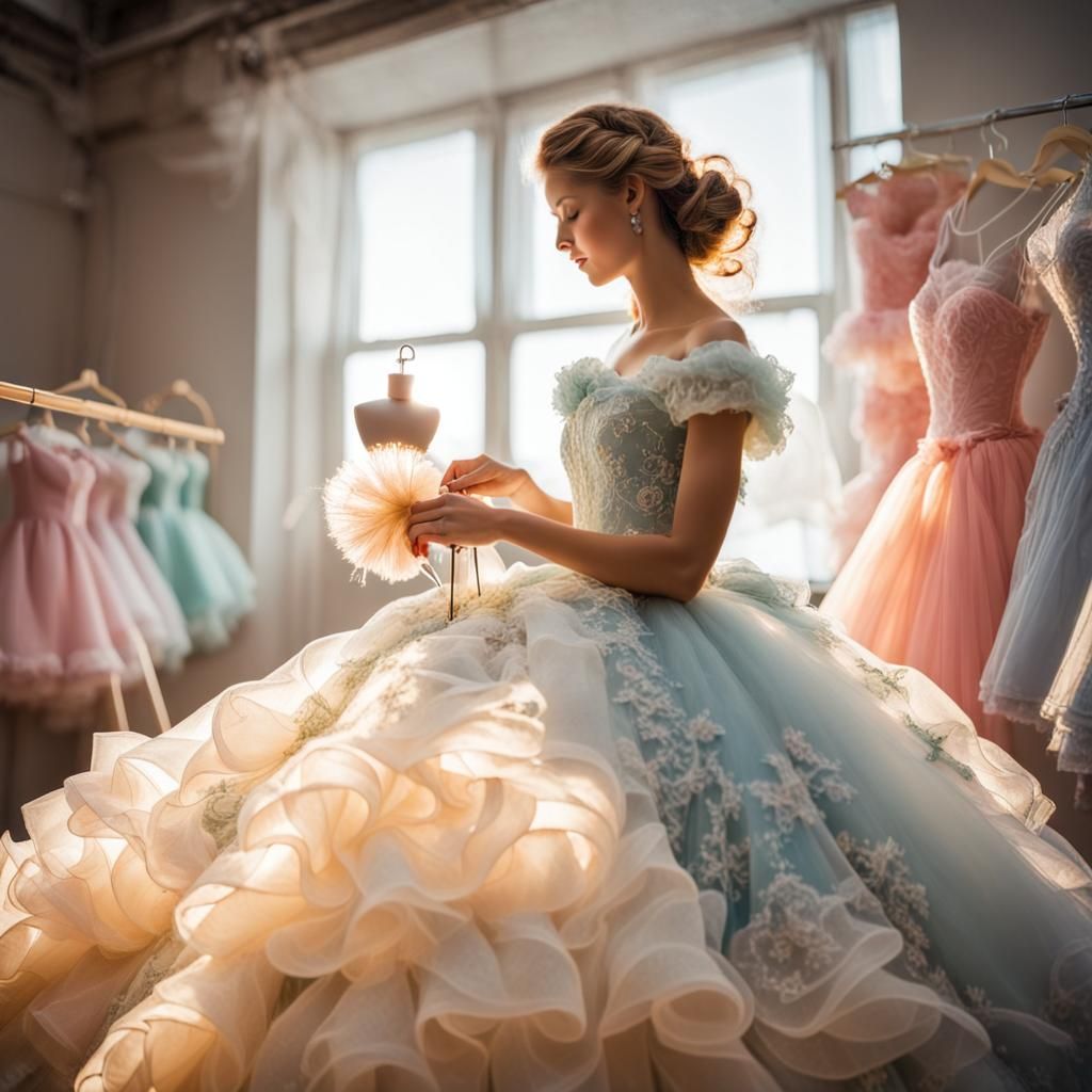 Seamstress Creates Ballgown in Divine Light