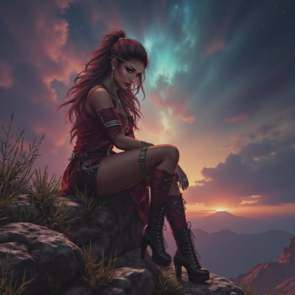 Space-Age Prospector in a Nebula Sky