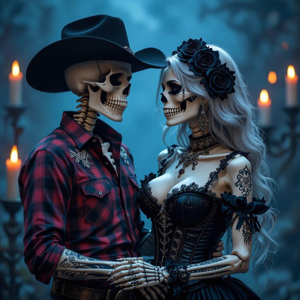 Skeletal Romance in Dark Fantasy Art