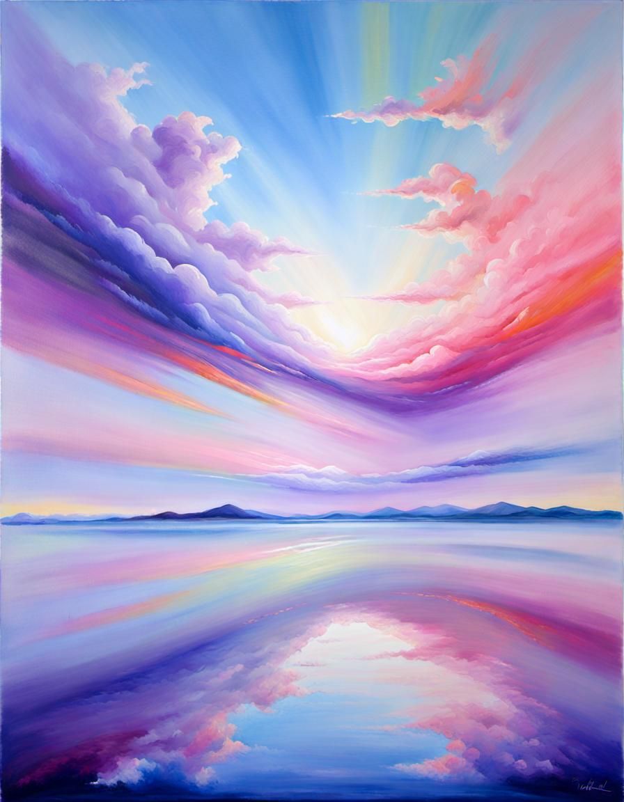 Color Field Abstraction Painting of Ethereal Horizons