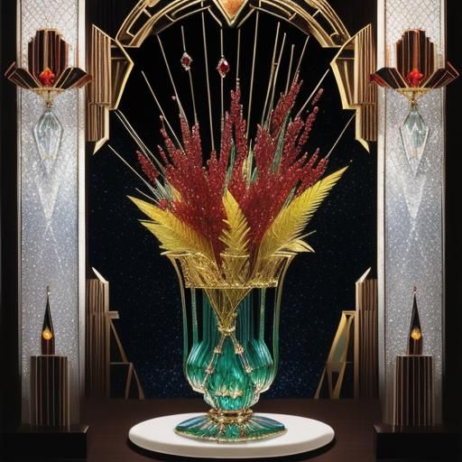 Art Deco Radio with Precious Gemstones in Cinematic Style